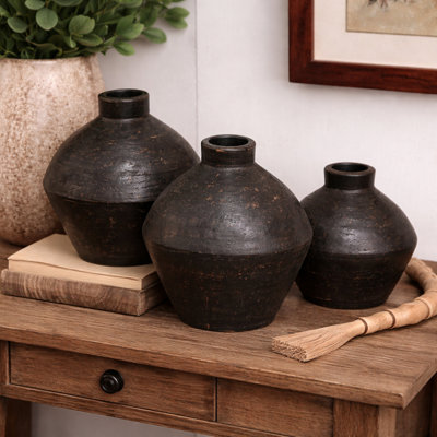 Trio de pots en argile Heritage noir