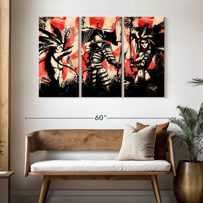 Leisha Samurai Warrior Trio, 32" H x 50" W
