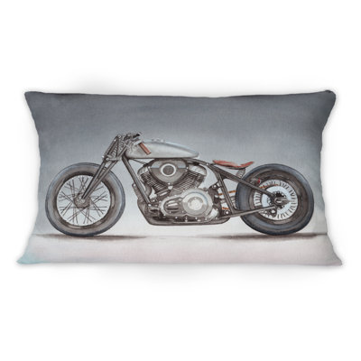 Custom Motorcycle On Grey - Industrial Printed Throw Pillow 1