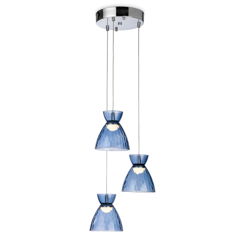 3 - Light Chrome LED Cluster Pendant, Blue 