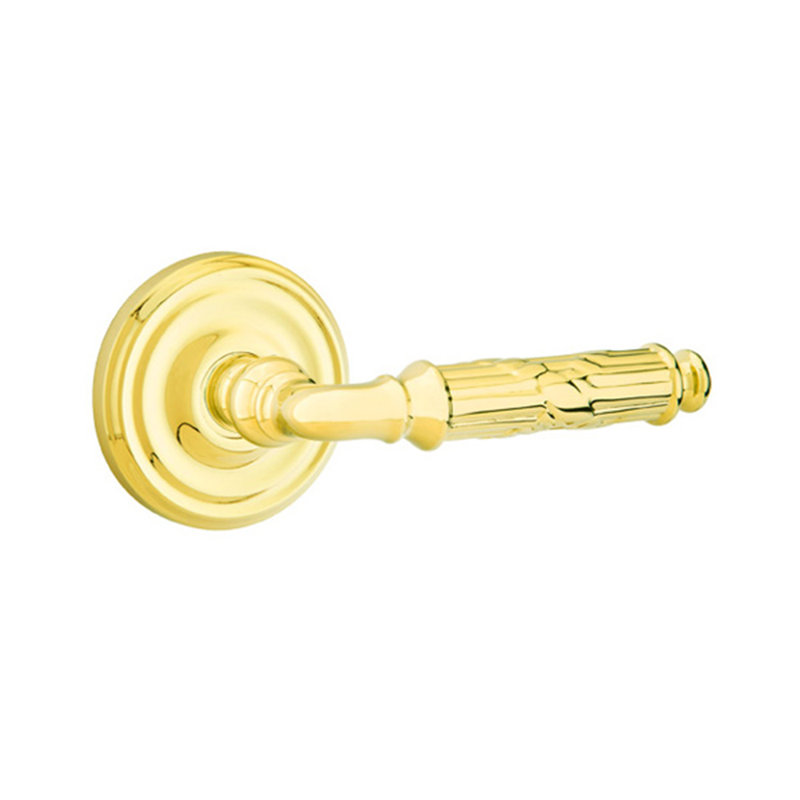 Double porte faux levier avec rosette, Droite, Laiton brillant