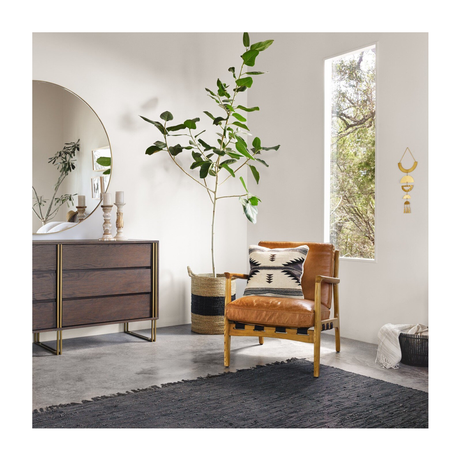 Vanderbilt Upholstered Armchair, Brown Genuine Leather, Brown