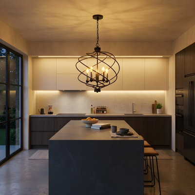 Luminaire suspendu géométrique unique à 5 lumières