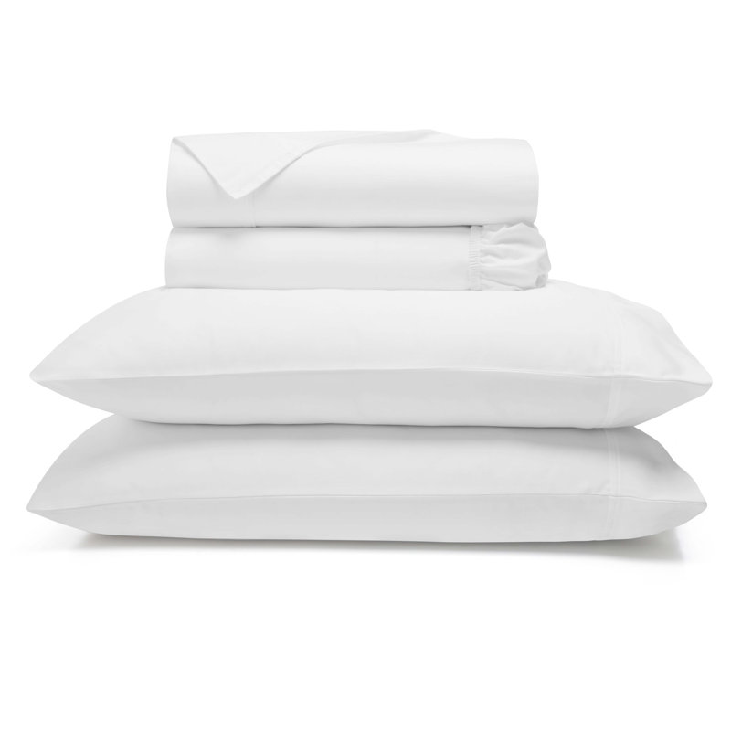  Pavo 700 Thread Count 100% Cotton Perfect Fit Deep Pocket Sheet Set, Queen Sheet 4pc Set, White, Fits up to 15"