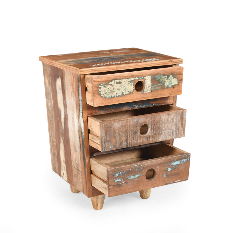 Eco-friendly Rustic Reclaimed Wood End Table With Storage