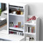 Coiffeuse de maquillage blanche avec miroir et tablettes de rangement, bureau à 3 tiroirs avec tabouret, coiffeuse moderne pour chambre à coucher et salon