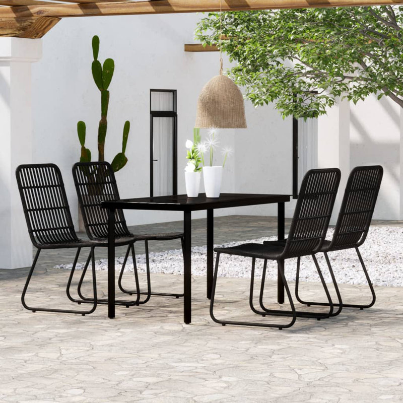 Long Dining Set, 29.1" H x 31.5" W x 31.5" D, 2, Black