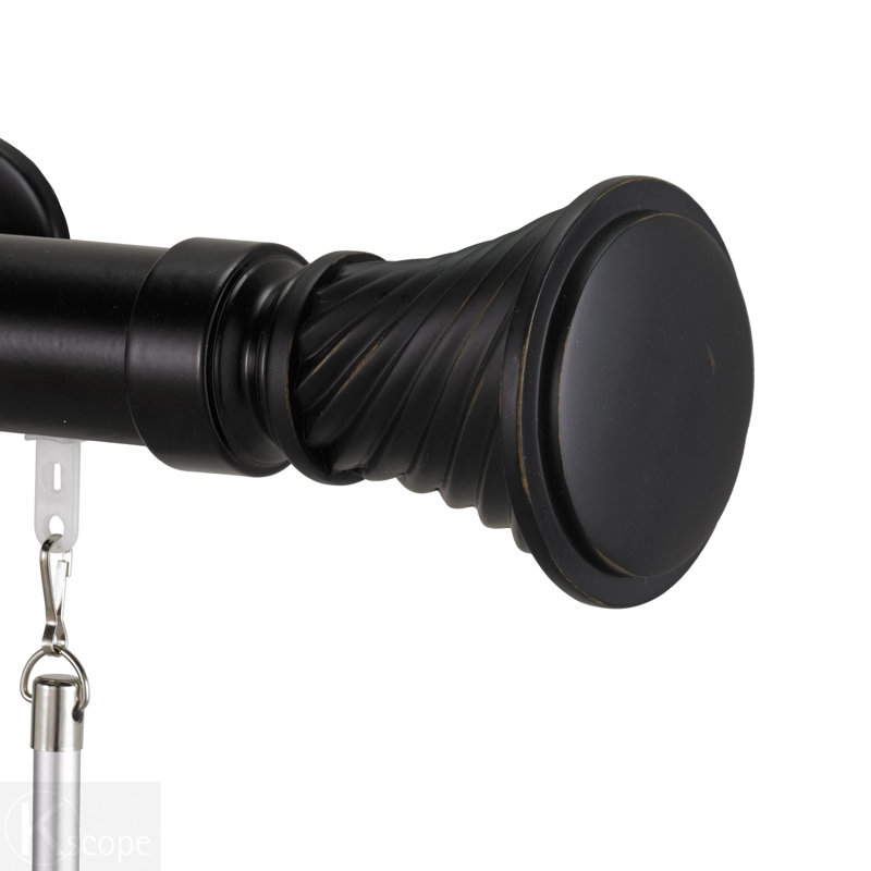 Cecille Single Curtain Rod, Black, 3.5" H x 112" W x 3.75" D