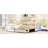 Twin Xl Extendable Daybed, Beige Linen Upholstery, Led , Storage Drawers, Strong Pine Wood Frame To King Upholstered Trundle For Extra Space