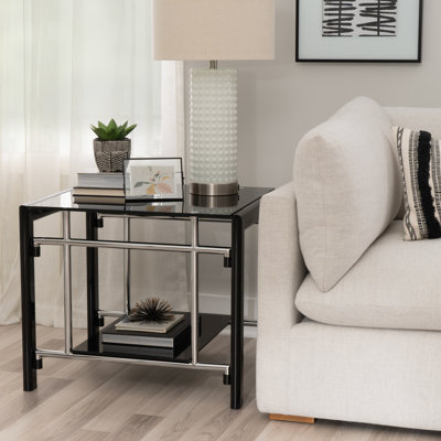 Cecilio One Shelf Two Tone Metal and Glass End Table