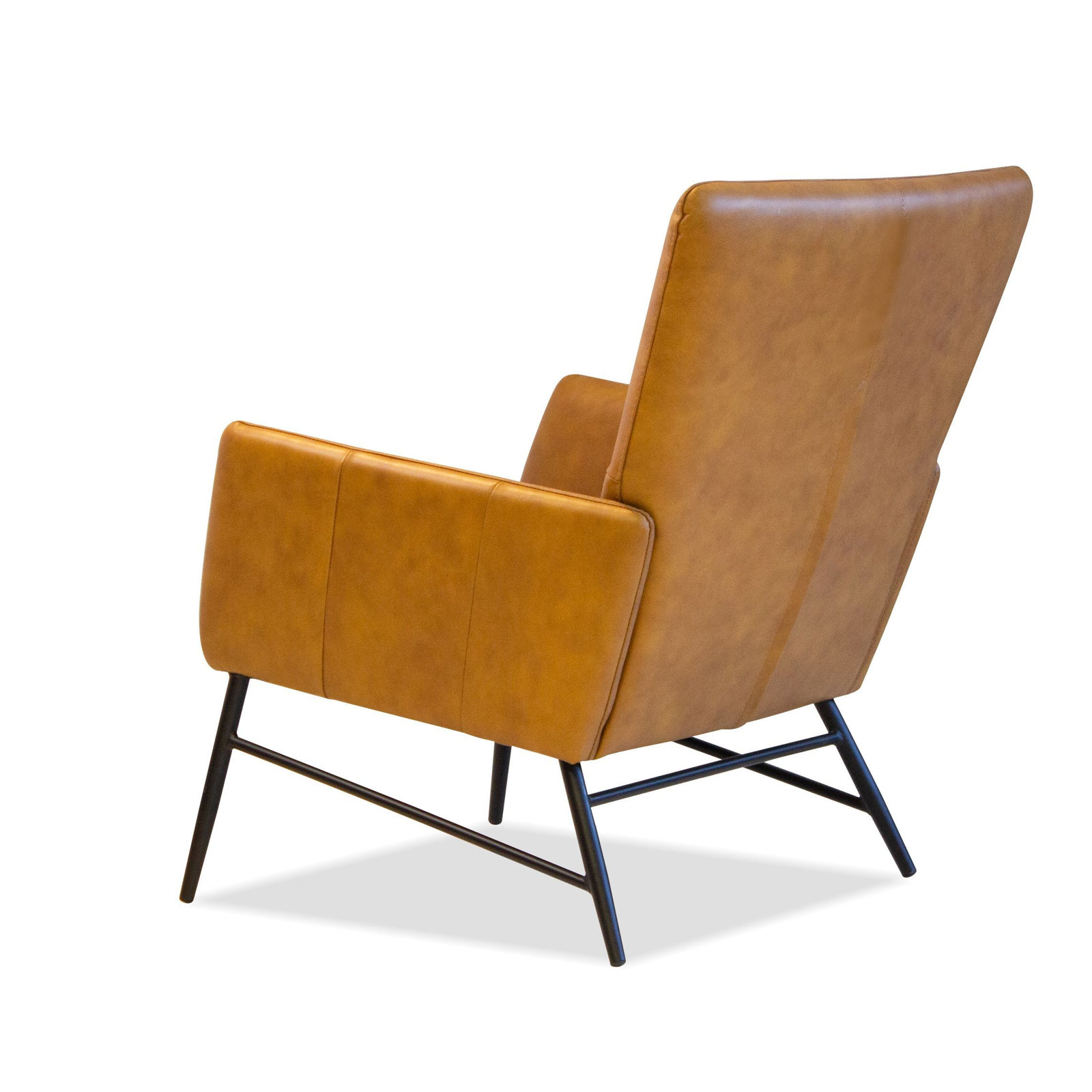 Pisces Genuine Leather Swivel Lounge Chair, Brown Leather