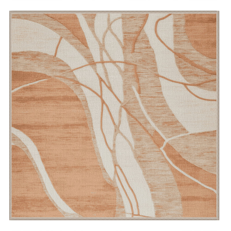 Machine Washable Abstract Brown Area Rug, Square 3'