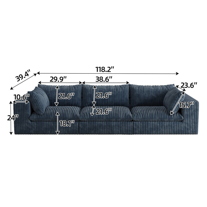 Luxueux canapé modulaire rembourré de plumes avec un tissu doux et une éponge haute densité, parfait pour une assise polyvalente et confortable.