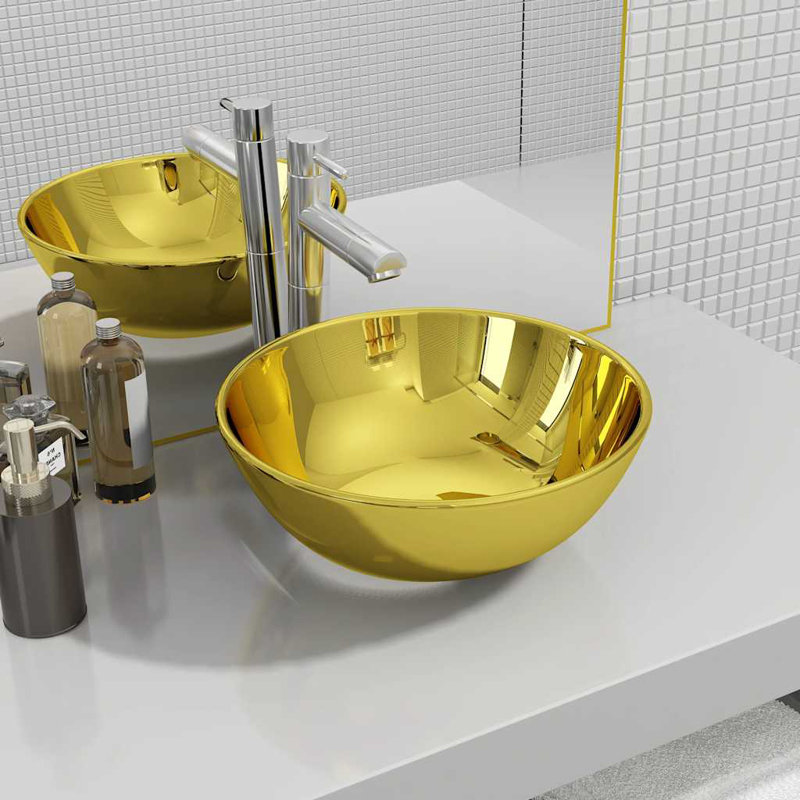 Fairmont Park West Kirby 280mm L x 280mm W Ceramic Circular Sink, Gold