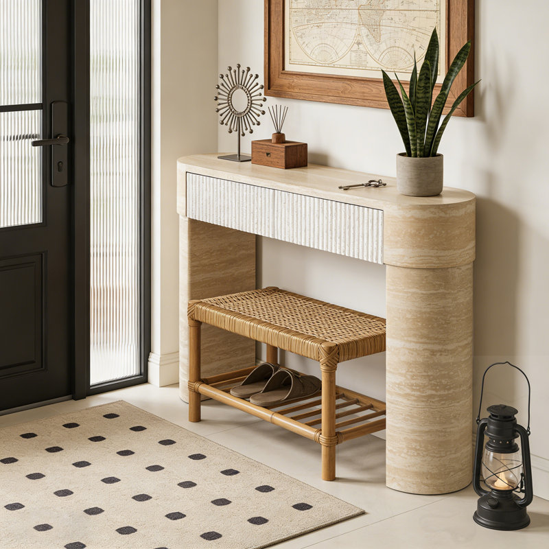 Console en bois avec deux tiroirs cachés