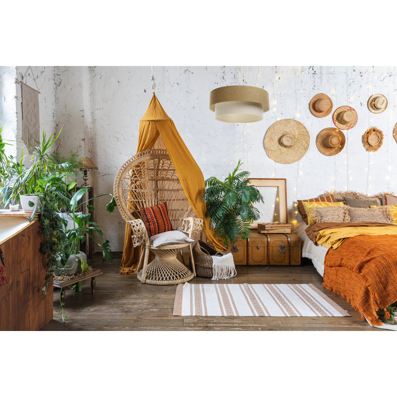Zygi 1 - Light Cream Drum Pendant, Yellow Mustard/Beige