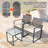3-Piece Outdoor Rattan Furniture Set With 2 Padded Chairs, Tempered Glass Table For Patio, Porch, Yard, Garden All-Weather Seating- Patio Furniture Outdoor(Black-Grey)-725870341-725870340
