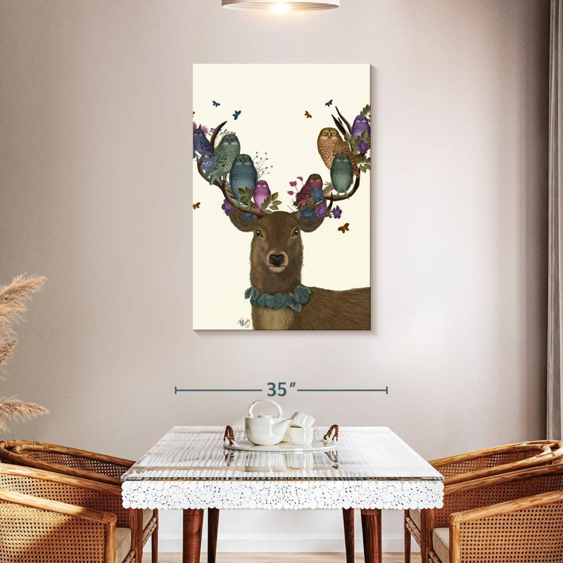 Brampt Deer Birdkeeper Owls, 45" H x 30" W
