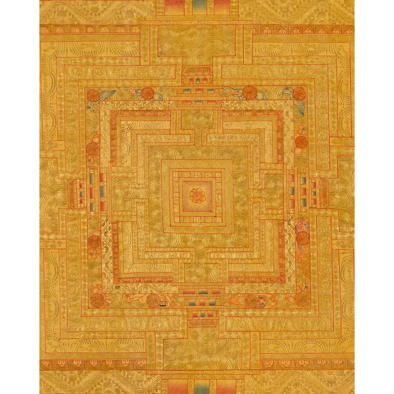 Golden Kalachakra Mandala Thangka (Thangka sans brocart)
