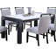 Table de salle à manger élégante en faux marbre blanc 1pc avec pieds gris anthracite