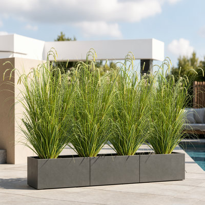 4.5FT Artificial Onion Grass in Pot,Faux Ornamental Reed Grass with Yellow Tassels, Potted Fake Grass Plant for Indoor Outdoor Home Patio Decor（Set of 2）