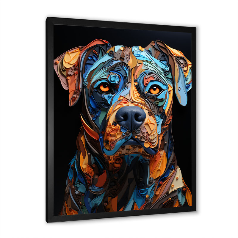 «Boxer Boldness I», art mural sur toile, Cadre simple noir, H 40 po x l 30 po x P 1,5 po