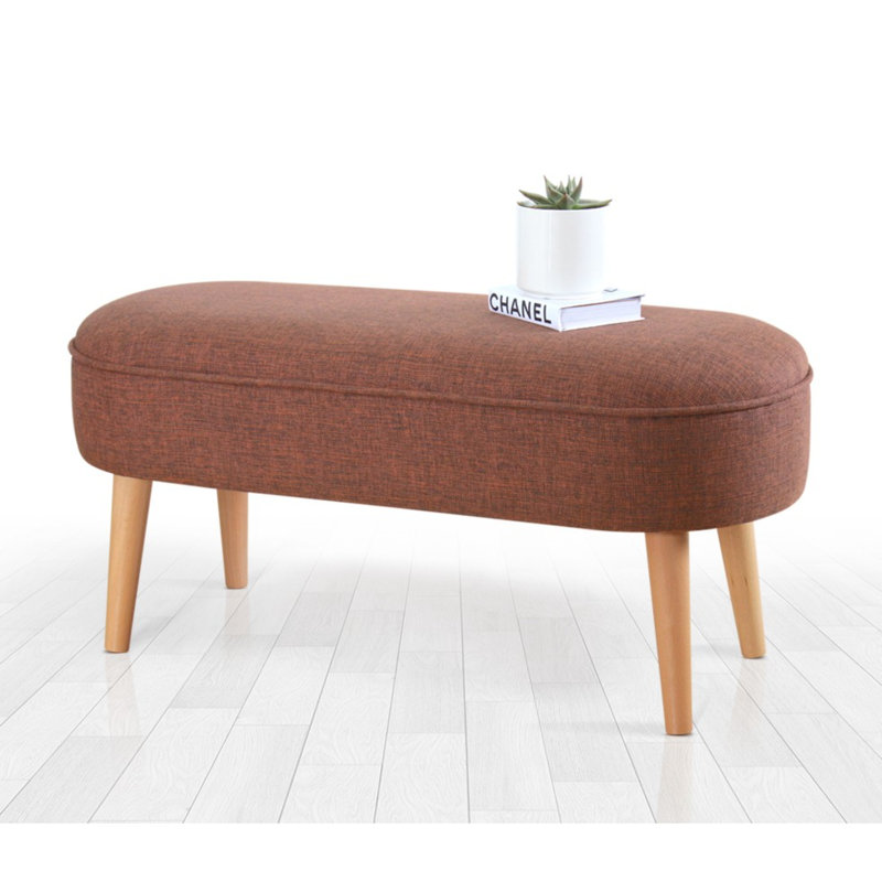Bohemian Pouffe Ottoman, Claret Red, 39.4 x 18.5 x 15.7 inches | 100% Linen Upholstery, 2.4-inch Orthopedic Sponge | Sturdy Wooden Legs, Perfect for Scandinavian & Hotel Decor, Stylish & Functional Seating