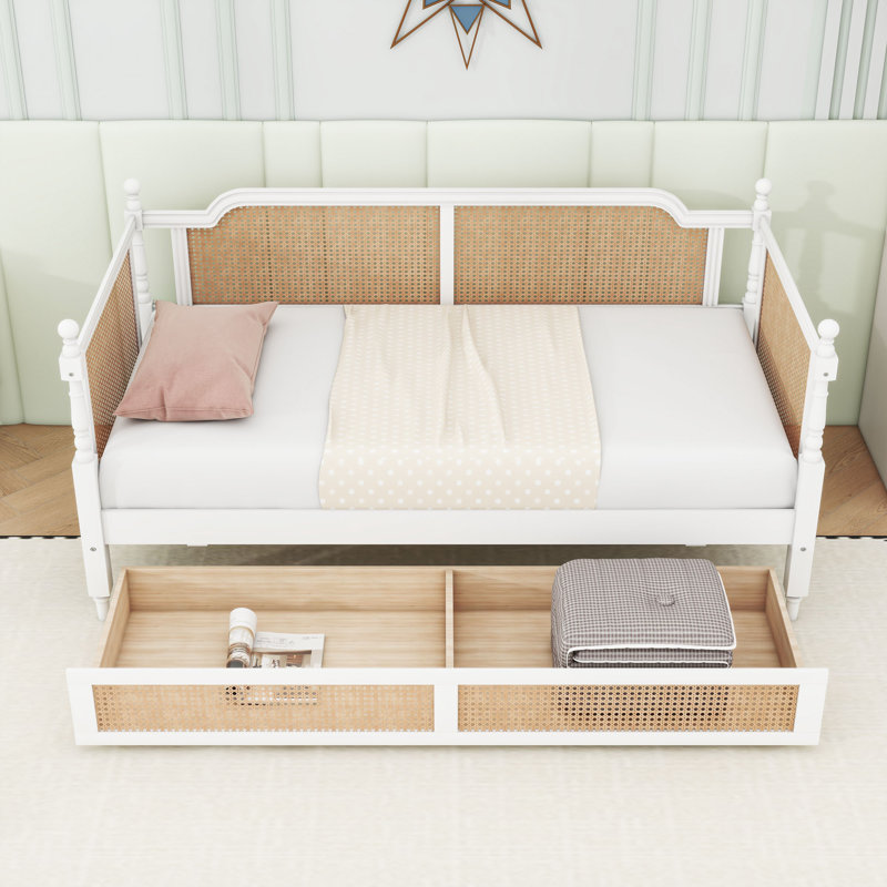 Wood Daybed with 2 Drawers, Twin, Antique White