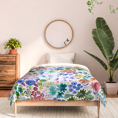 Ensemble d'édredon en coton mauve / vert / bleu Ninola
