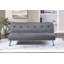 Canapé ajustable 1 pièce en polyfibre bleu-gris, pieds en métal, revêtement capitonné, coussins moelleux, port USB