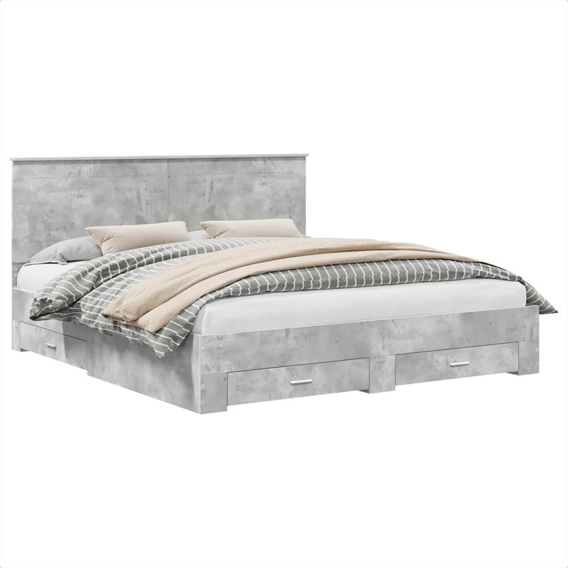 Bed Frame, Super King (200 x 200 cm), Concrete Grey