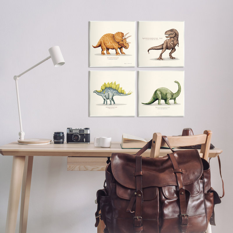 «Dinosaures éducatifs» par Stephanie Workman Marrott - ensemble de 4 impressions, H 12 po x l 12 po, Unframed