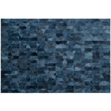 Art Hide Cowhide Abstract Area Rug in Blue