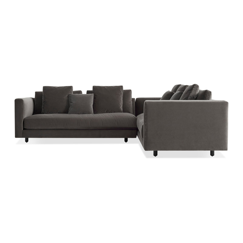 Hands Down Sectional, Camel Velvet/Sanford Navy, Left Hand Facing, Tofte Navy Polyester Blend