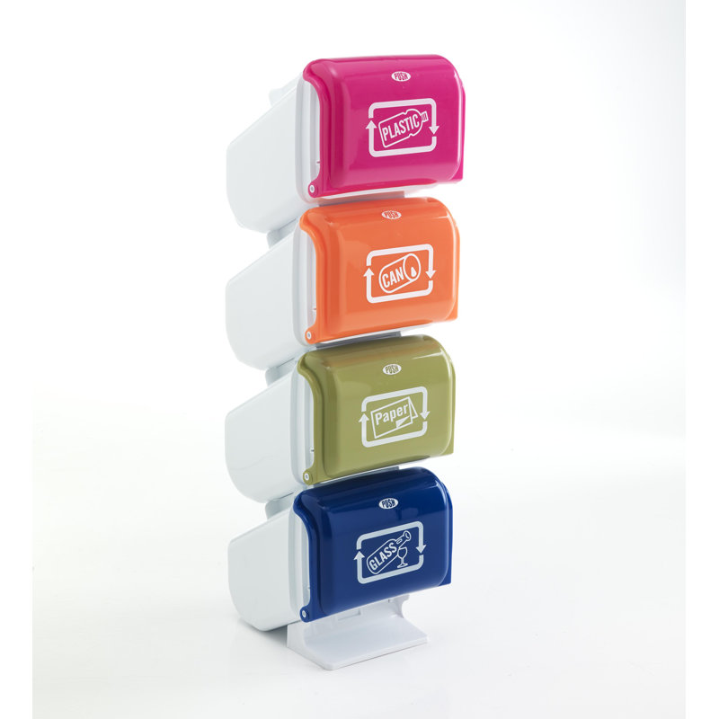 Plastic Manual Lift Multi-Compartment Rubbish & Recycling Bin - 16L