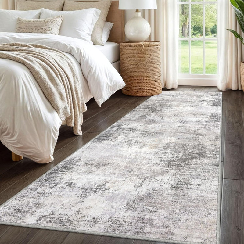 Washable Area Rugs Non Slip Bedroom Rug Living Room Rugs with Rubber Backing, Runner 3' x 8'