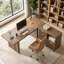 Bureau de direction cannelé 63 po Aayat, poste de travail Morden avec plateau de table épaissi, grande table d'écriture et de conférence pour le bureau à domicile ou la salle à manger-1655608525