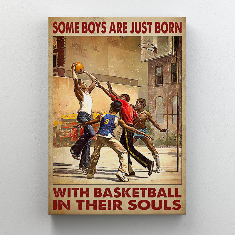 Certaines personnes jouant au basketball - Certains garçons sont juste nés avec - 1 pièce, impression d'art graphique rectangulaire sur toile tendue