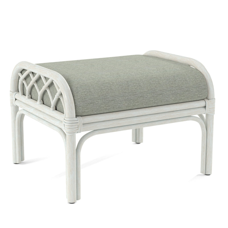 Edgewater Ottoman, Bisque, White Performance Fabric; 0851-94