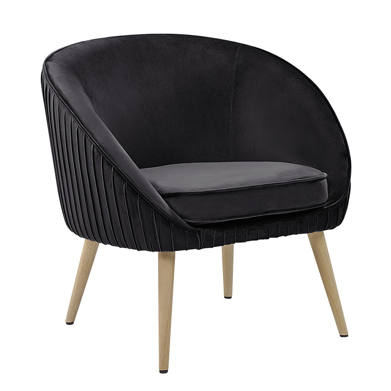 Lynn Upholstered Barrel Chair, Black