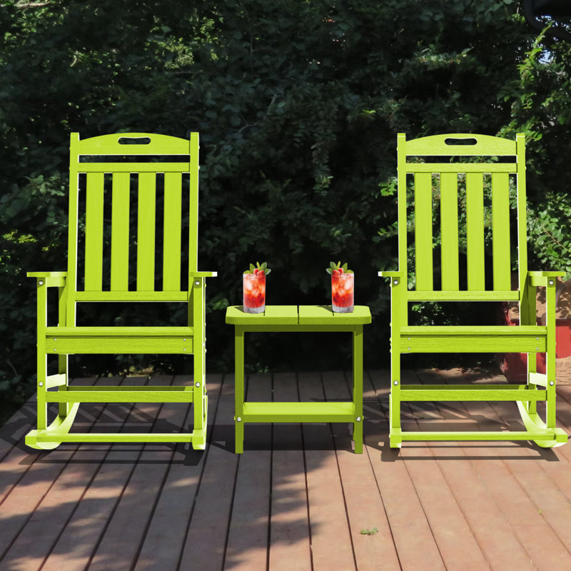 Ensemble de 2 chaises berçantes d'extérieur Hdpe, Vert