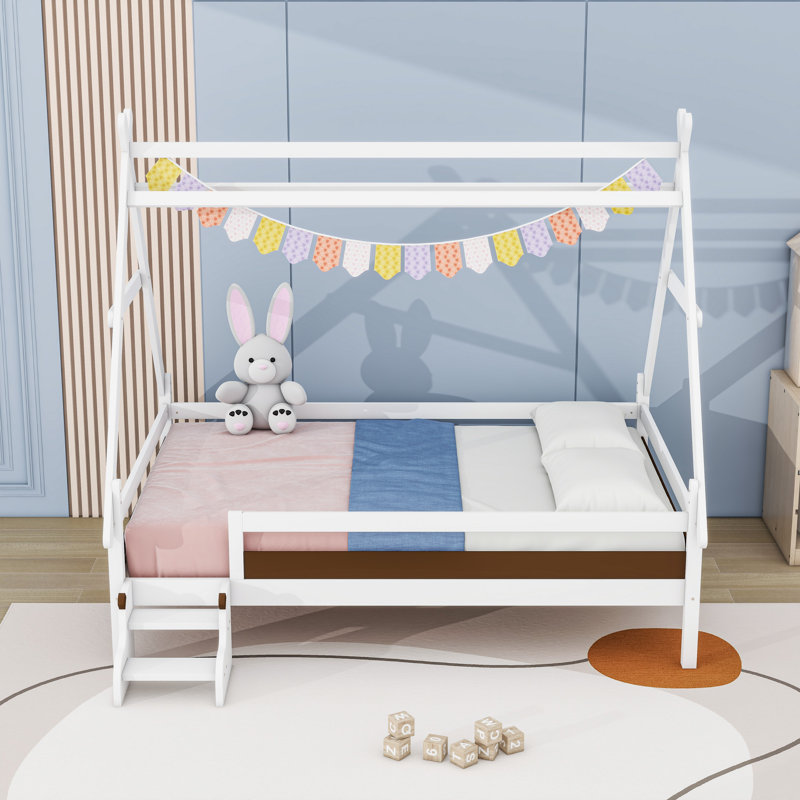 Lit plateforme Wood, Double, Blanc