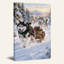 Black And White Huskies Pulling Gift Sled Through Christmas Canvas Wall Art-1505525544