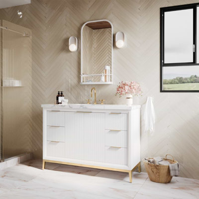 Traverse 48" Single Bathroom Vanity with Carrara Marble Top