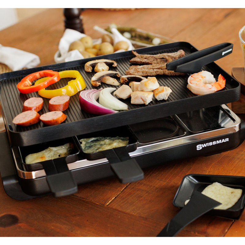 Swissmar 8 Person Classic Raclette Party Grill with Reversible Cast Aluminum Non-Stick Grill Plate