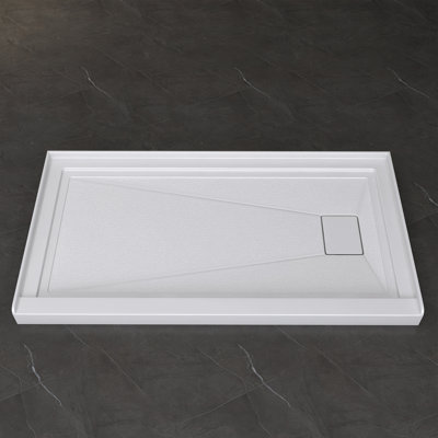60'' W x 32'' D Alcove Acrylic Shower Base White Single Threshold Rectangular Shower Tray with Drain Cover