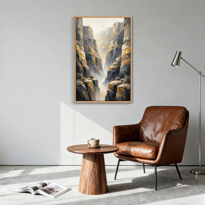 Ensemble de 1 tableau sur toile représentant un canyon de montagne, H 48 po x l 36 po, Naturel