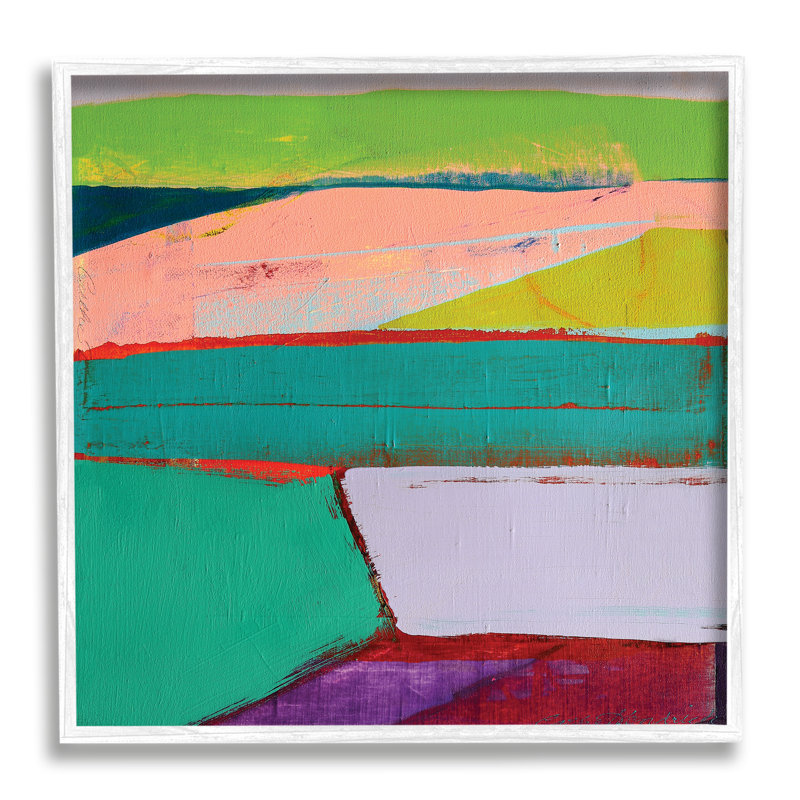 Radiant abstrait - peinture sur toile, H 12 po x l 12 po x P 1,5 po, Giclée encadrée blanc bord de mer