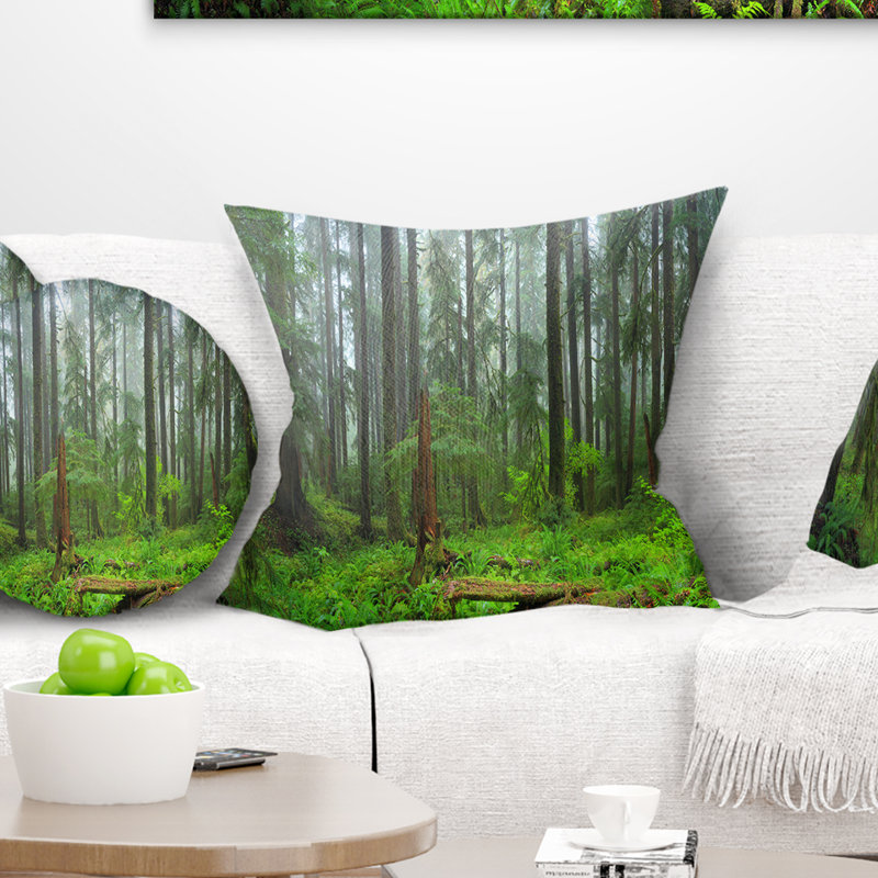 Coussin paysage forêt tropicale, 18 po x 18 po, Coussin décoratif