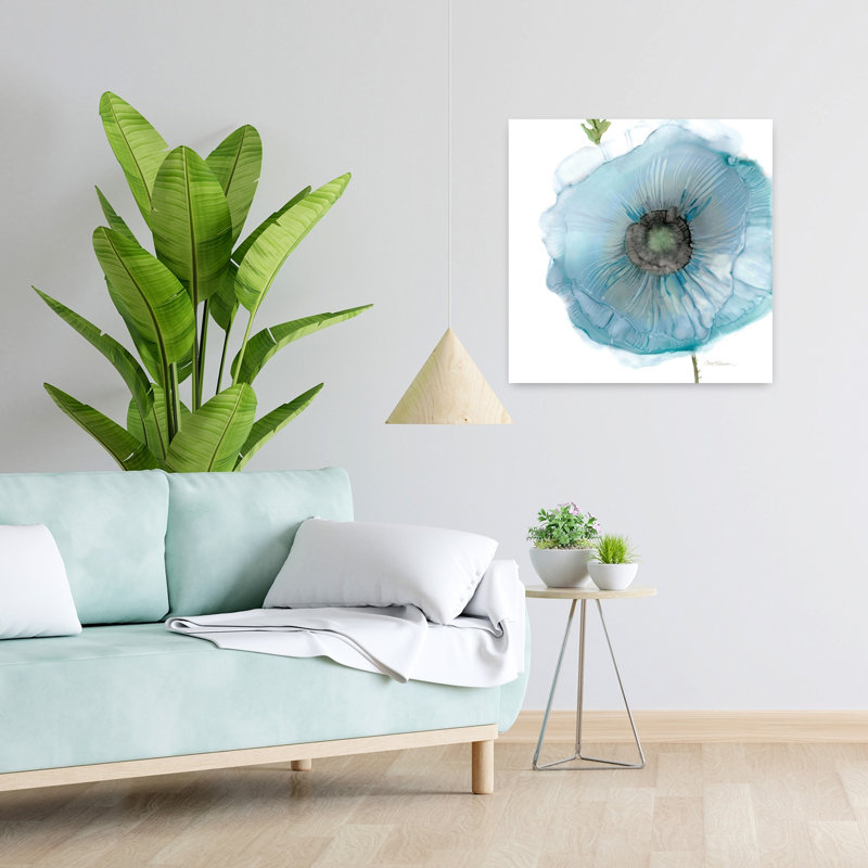 Art mural abstrait irisé bleu coquelicot II, H 24 po x l 24 po